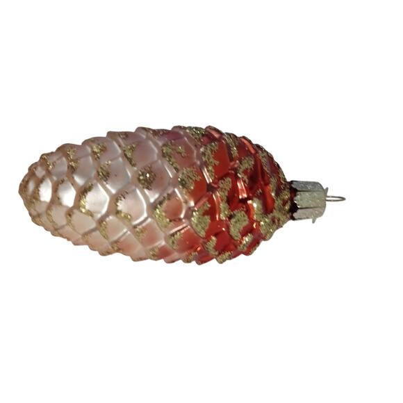 Old World Christmas Pinecone Glass Ornament OWC Sparkles Gold Glitter - Picture 7 of 9